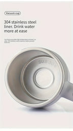 ☕ Portable Self-Stirring Coffee Mug – Stainless Steel with Wooden Handle